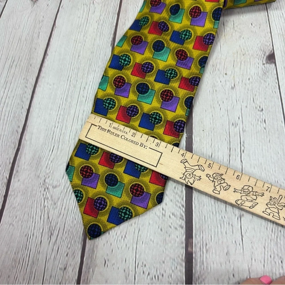 vintage pavone made in italy Colorful geometric Patterned silk Tie